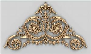 سرستون و کتیبه کلاسیک گچ‌بری طلایی متقارن ویژه طراحی پوستر دیواری لوکس عمارت‌ها و لابی هتل