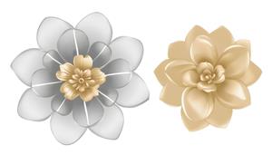 تصویر لایه باز گل‌های دکوراتیو لوکس طلایی و نقره ای ویژه چاپ پوستر دیواری سه بعدی و تابلو دیواری پذیرایی