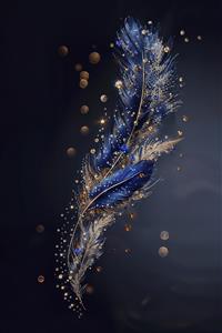 طرح عمودی پرهای سرمه‌ای و طلایی درخشان با ذرات معلق ایده پوستر دیواری پشت تلویزیون و اتاق خواب لوکس