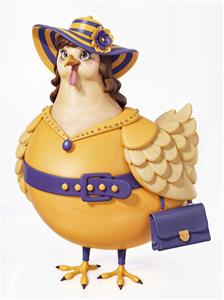 تصویر فانتزی مرغ شیک‌پوش با کلاه و کیف دستی ویژه محصولات چاپی اتاق کودک و مدارس