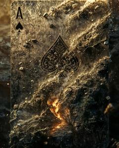 طرح لوکس ورق بازی تک پیک با بافت سنگی و طلایی مناسب برای کافه، اتاق بازی و دکوراسیون پشت میز مدیریت