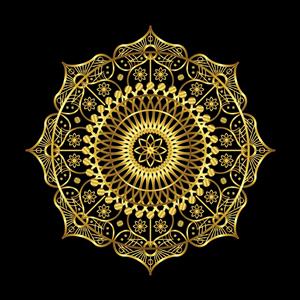 ماندالای لوکس طلایی با جزئیات اسلیمی خیره‌کننده مناسب برای چاپ پوستر دیواری پذیرایی و تابلو دکوراتیو هتل‌های مجلل