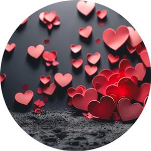 پوستر دیواری طرح قلب‌های سه بعدی قرمز و صورتی روی زمینه تیره مناسب اتاق خواب مستر و فروشگاه‌های هدیه