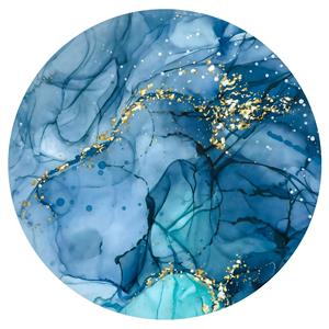 طرح آبستره دایره‌ای با تم اقیانوسی و رگه‌های طلایی لوکس مناسب برای پوستر دیواری لابی هتل و قاب دکوراتیو سالن پذیرایی