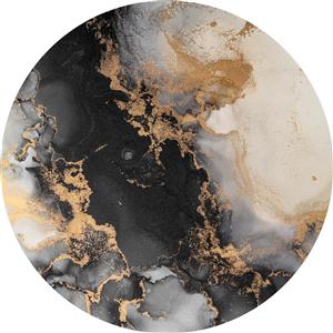 تابلو دایره‌ای مدرن آبستره با رگه‌های طلایی و مشکی طرح سنگ مرمر برای دکوراسیون مینیمال و اتاق مدیریت