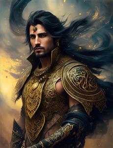 پرتره پادشاه جوان با جزئیات نقره‌ای و طلایی خیره‌کننده مناسب برای تابلوهای تزئینی و دکوراسیون کلاسیک