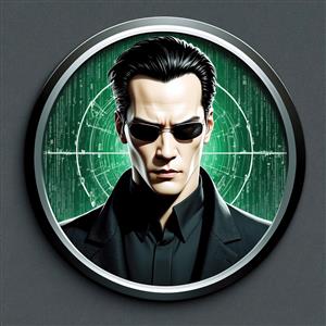 لوگو و آواتار دایره‌ای ماتریکس با چهره نئو مناسب برای برچسب دیواری و تزئینات اتاق گیمینگ