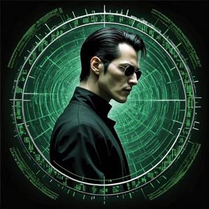 طرح عمودی ماتریکس و کیانو ریوز برای چاپ پرده تصویری و پوستر دیواری اتاق نوجوان با تم تیره و سبز