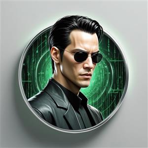 پوستر دیواری طرح فیلم ماتریکس با چهره کیانو ریوز مناسب برای اتاق گیمینگ و دفتر کار مدرن قابل چاپ بر روی متریال سه بعدی