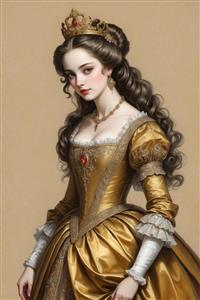 پوستر دیواری عمودی پرتره زن نجیب‌زاده با موهای بلند حالت‌دار و لباس کلاسیک مناسب مزون‌های خاص