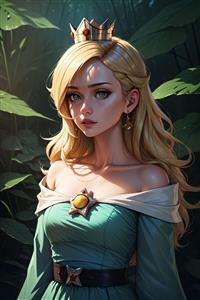 تصویر فانتزی پرنسس روزالینا در طبیعت بکر و جنگل جادویی برای پوستر دیواری اتاق دخترانه و مهدکودک