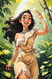 طرح شاد و با طراوت پوستر دیواری انیمیشن موانا در جنگل سرسبز برای اتاق بازی و مهدکودک