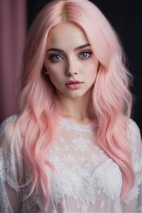 تصویر هنری دختر با لباس توری سفید و گلدار مناسب برای چاپ پرده تصویری و روتختی بزرگسال