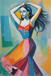 پوستر دیواری طرح نقاشی زن با موهای پریشان سبک انتزاعی پیکاسو برای تزیین دیوار پشت تختخواب و دفتر کار