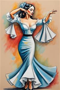 پوستر دیواری رقصنده فلامنکو با فیگور کلاسیک و سبک نقاشی پیکاسو برای دکوراسیون سالن‌های پذیرایی و هتل‌ها