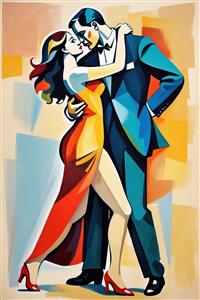 تابلو دکوراتیو طرح پیکاسو با موضوع رقص دونفره کلاسیک ویژه چاپ روی بوم، پرده تصویری و پوستر دیواری اتاق خواب زوج‌های جوان