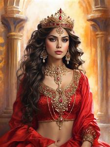 پوستر دیواری سه بعدی دختر پادشاه ایرانی در کاخ باستانی مناسب برای دکوراسیون داخلی کافه و رستوران‌های سنتی