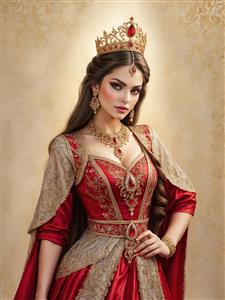 طرح تلفیقی سنت و مدرنیته از زن ایرانی با لباس مجلل ویژه پوستر دیواری اتاق مطالعه، کتابخانه و محیط‌های فرهنگی