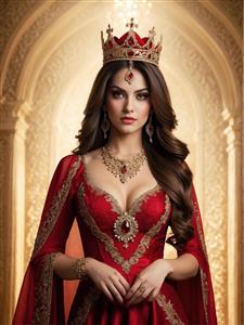 طرح لایه باز نقاشی ملکه پارسی در عمارت باشکوه مناسب برای پوستر دیواری پشت تخت خواب و تابلوهای دکوراتیو عمودی