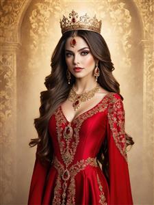 طرح زن اصیل ایرانی در درگاه قصر قدیمی با لباس سنتی کار شده ویژه چاپ روی بوم، پرده تصویری و پوستر دیواری سه بعدی لابی هتل