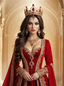 پوستر دیواری سه بعدی طرح ملکه زیبا در عمارت مجلل برای دیوارهای اتاق پذیرایی و پشت مبلمان کلاسیک