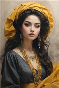 طرح گرافیکی و نقاشی فانتزی دختر ایرانی با موهای افشان مناسب چاپ روی دفترچه، ماگ و پرده تصویری