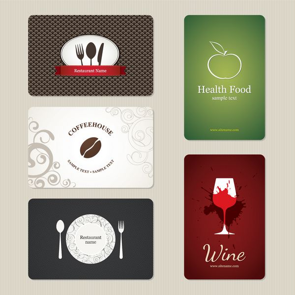مجموعه 5 کارت ویزیت دقیق برای کافه و رستوران