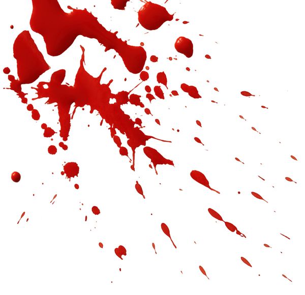 قطره خون قرمز جدا شده در پس زمینه سفید