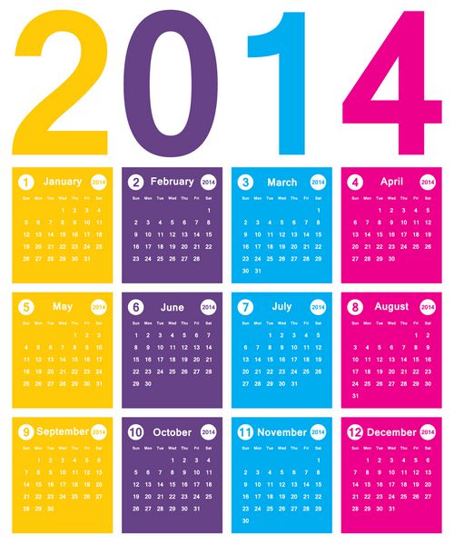 وکتور - طراحی تقویم 2014