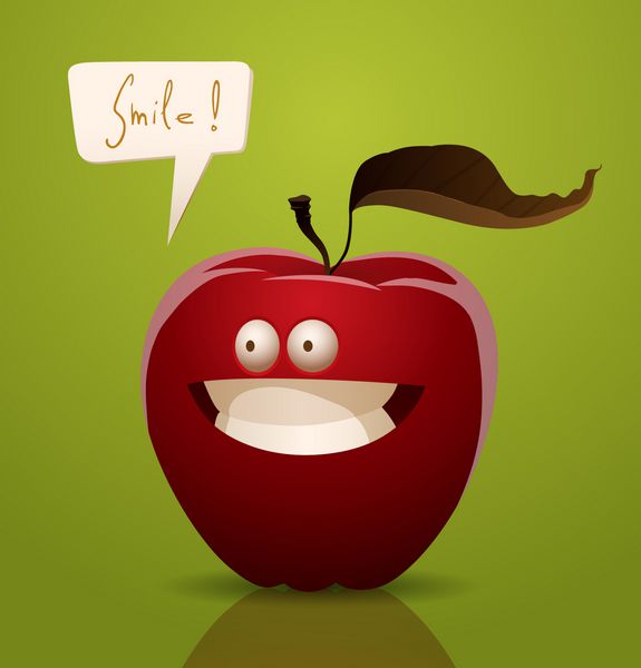 وکتور سیب کارتونی شاد