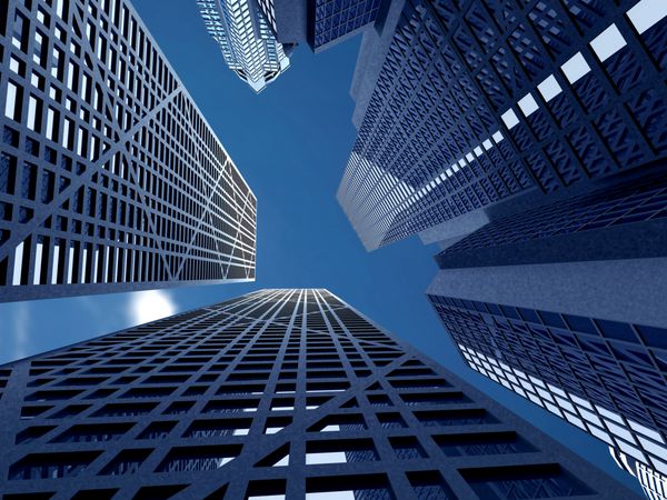 ساختمان های شرکتی در پرسپکتیو ساخته شده به صورت سه بعدی