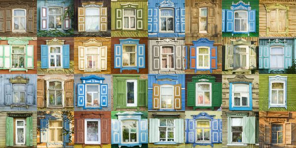 32 پنجره سنتی رنگارنگ از شهر انگلس روسیه هر پنجره به اندازه 1000x1000 پیکسل موجود است