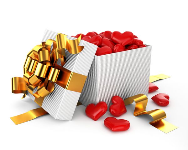 مفهوم روز ولنتاین قلب پر از جعبه باز شده هدایای با کیفیت بیشتر در گالری من