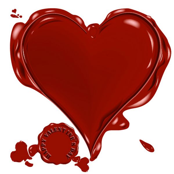 روز ولنتاین مبارک نماد وکتور قلب به عنوان مهر مومی