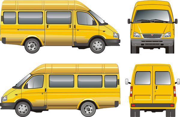 وکتور تحویل تاکسی اتوبوس کوچک جدا شده در پس زمینه سفید بیشتر تصاویر حمل و نقل را در نمونه کارها من ببینید