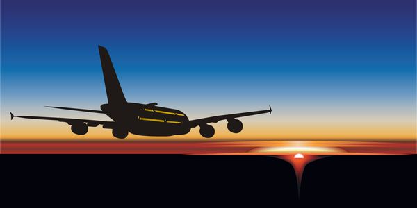 وکتور هواپیمای مسافربری در طلوع خورشید هواپیماهای وکتور بیشتری را در نمونه کارها من مشاهده کنید