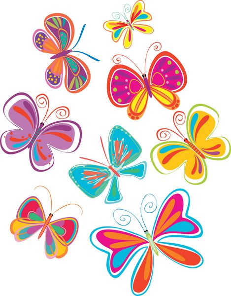 مجموعه ای از پروانه های انتزاعی - وکتور