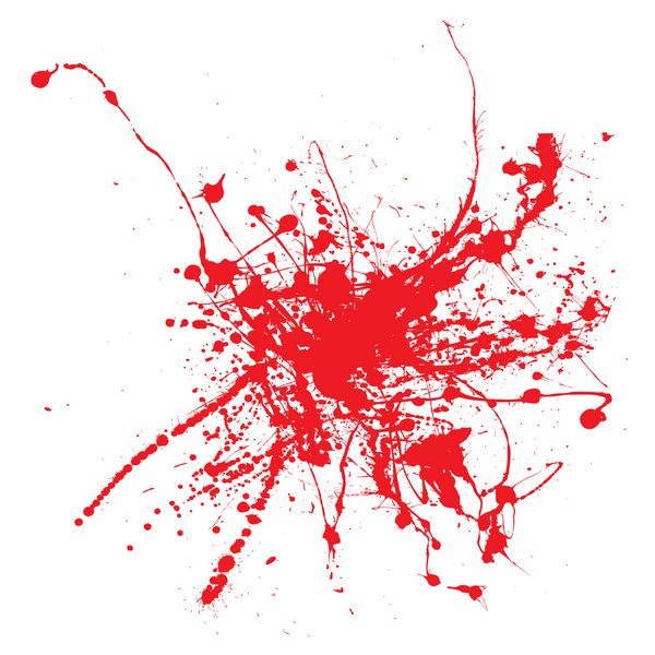 پاشیدن خون در تصویر جدا شده از پس زمینه سفید