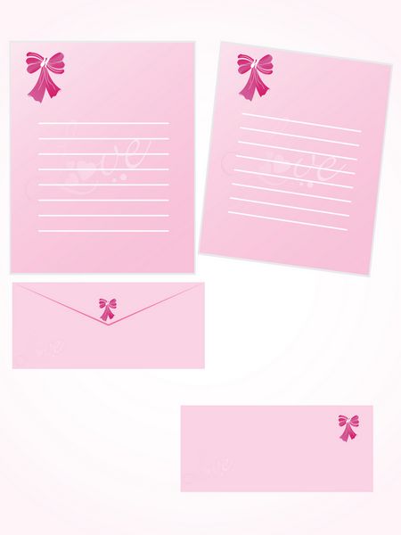 نامه صورتی برای یادداشت های عاشقانه با ست پاکت نامه 7