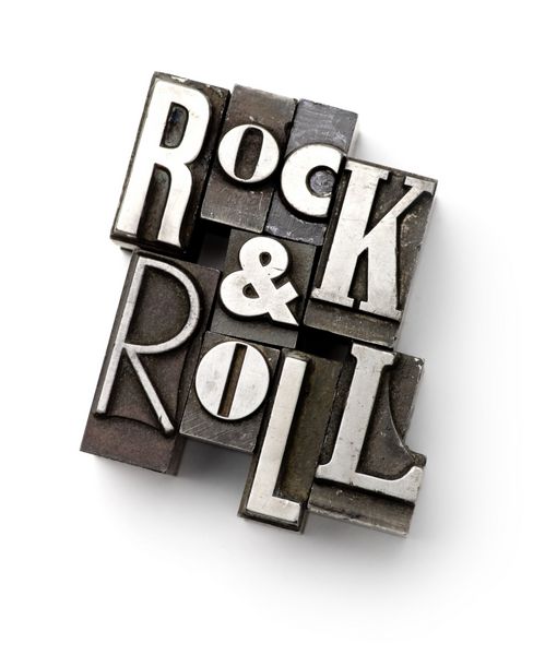 عبارت Rock Roll که با استفاده از ترکیبی از شخصیت های قدیمی لترپرس عکاسی شده است