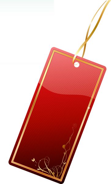 تصویر وکتور برچسب قیمت قرمز براق با عنصر تزئینات گلدار