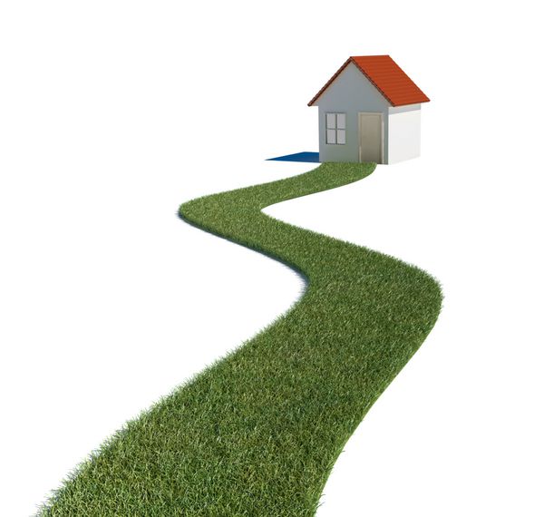 مسیر چمنی به یک خانه