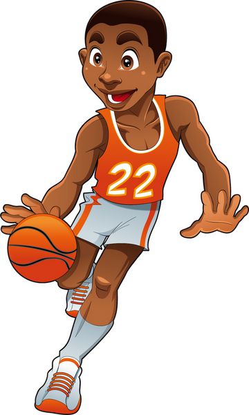 پسر بسکتبالیست کارتون خنده دار و وکتور شخصیت جدا شده