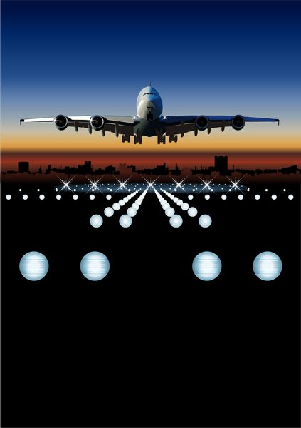 وکتور فرود هواپیما در غروب آفتاب هواپیماهای وکتور بیشتری را در نمونه کارها من می بینید