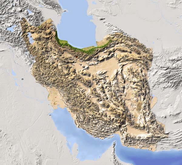 ایران نقشه امدادی سایه دار قلمرو اطراف خاکستری شده است با توجه به پوشش گیاهی رنگ می شود شامل مسیر کلیپ برای منطقه ایالتی است