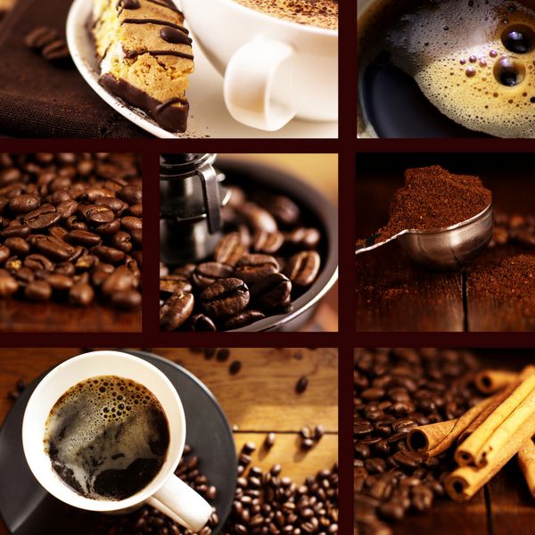 کلاژ قهوه با زمینه قهوه ای