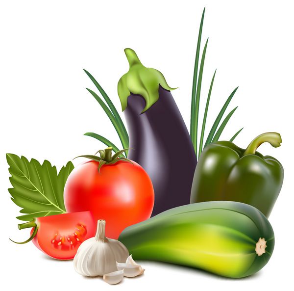 بردار گروه سبزیجات تازه رنگارنگ