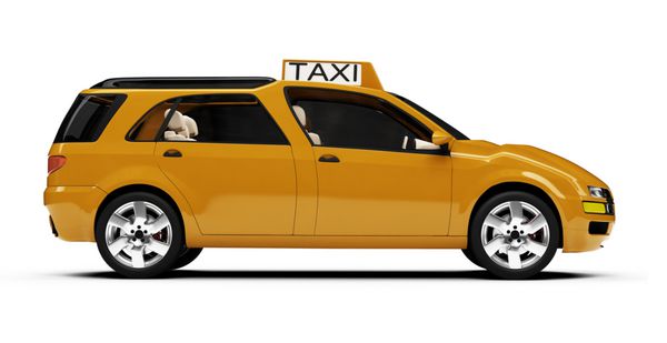 تاکسی جدا شده روی پس زمینه سفید