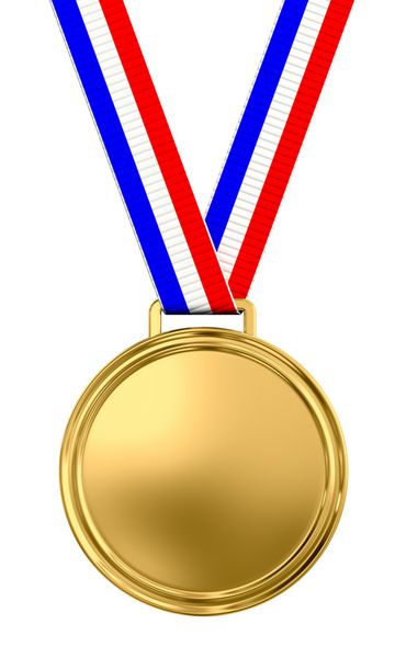 مدال طلای خالی با روبان سه رنگ - رندر سه بعدی