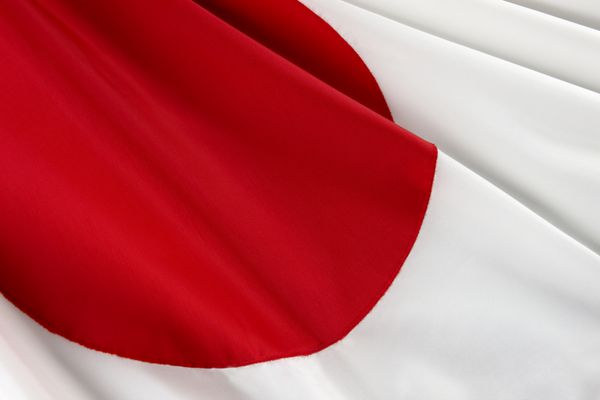 نمای نزدیک از پرچم مواج ژاپن